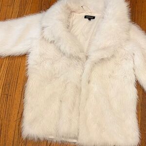 Boho Women's Ivory White Long Haired Faux Fur Coat in size XL